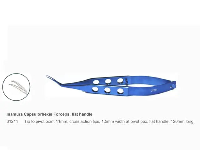 Inamura Capsuorhexis Forceps, flat handle