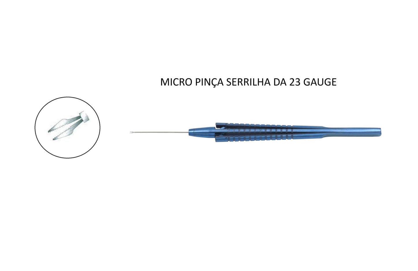 Micro Pinça 23 gauge serrated forceps straight COD. 21507