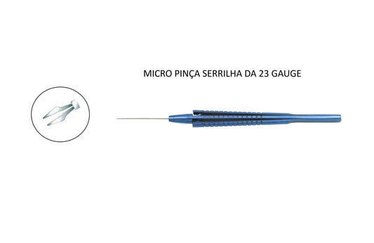 Micro Pinça 23 gauge serrated forceps straight COD. 21507